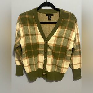 Rachel Zoe Women's Checkered Cardigan - Olive and Beige